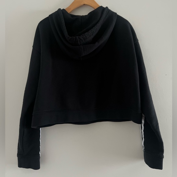 Adidas Triple Stripe Cropped Hoodie Sz XS - Picture 2 of 2